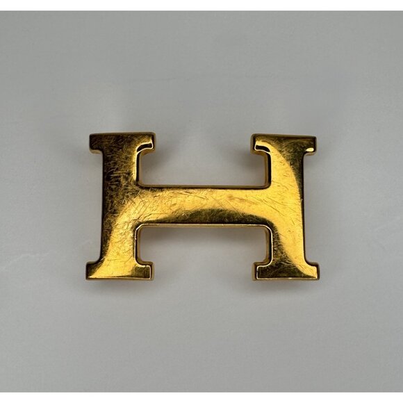 HERMES Gold H Reversible Black and Tan Leather Belt 85 Made in France - Picture 6 of 13